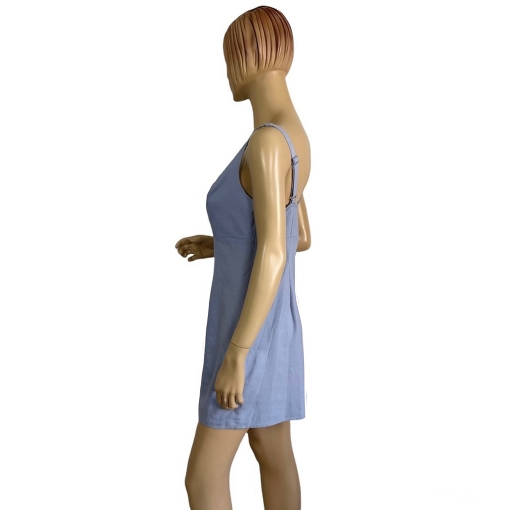 Urban Outfitters Women's Winona Linen Bay Blue Mini Dress Medium - Picture 7 of 10